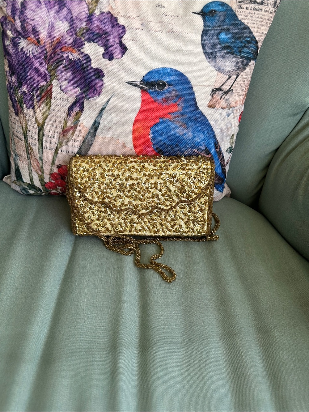 Gold Beaded Evening Clutch - Women's Sparkle Wristlet